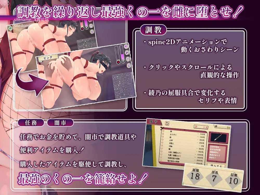 女忍者绫乃养成录 —被敌所俘的女忍之二十日—/くノ一綾乃調教録 ー敵に囚われた女忍の二十日間ー PC端 AI汉化版 预览图